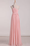 Chiffon One Shoulder Bridesmaid Dresses With Beads And Ruffles A Line Rjerdress