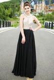 Classy A-line Scoop Chiffon Tulle Crystal Detailing Black Open Back Prom Dresses RJS525 Rjerdress