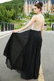 Classy A-line Scoop Chiffon Tulle Crystal Detailing Black Open Back Prom Dresses RJS525 Rjerdress