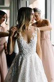 Classy Scoop Necking Ivroy Lace Modest Wedding Dresses Bride Dresses