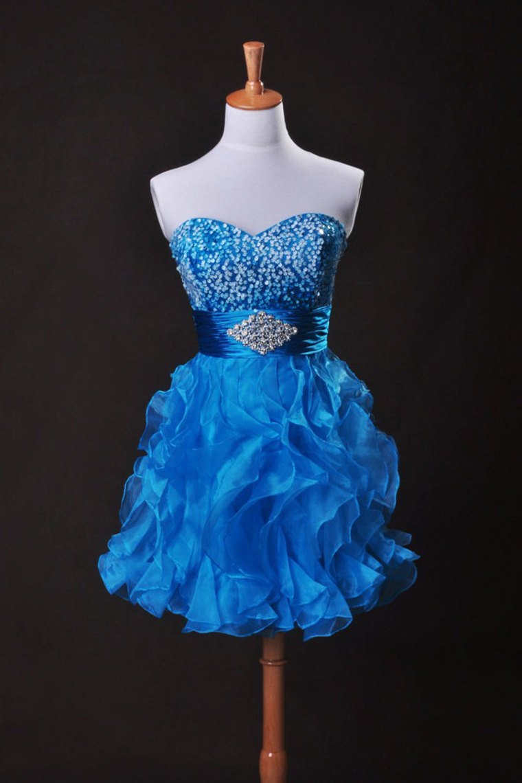 Collection Blue  A Line Sweetheart  Short/Mini Organza Cz Rjerdress