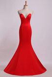 Concise Sweetheart Mermaid/Trumpet Prom Evening Dresses Elastic Satin Court Train Rjerdress