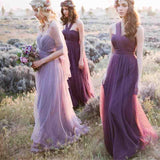Convertiable Mismatched Tulle Long Elegant Cheap Charming Bridesmaid Dresses Rjerdress