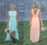 Country Rustic High Low Chiffon Bridesmaid Dresses Rjerdress