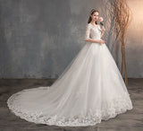 Court Train Scoop  A Line Wedding Dresses Tulle With Applique Rjerdress