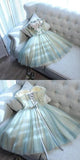 Cute A-Line Sweetheart Lace Up Back Tulle Homecoming Dress With Lace Applique Rjerdress