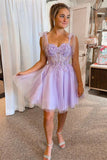 Cute A Line Sweetheart Tulle Appliques Short Cheap Homecoming Dresses RJS892