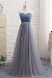 Cute A Line Sweetheart Tulle Strapless Beads Prom Dress Bridesmaid Dresses Rjerdress