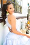Cute A Line V Neck Short Homecoming Dress With Sequins Rjerdress