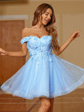 Cute A-line Off-the-shoulder Mini Homecoming Cocktail Dress RJS458 Rjerdress