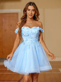 Cute A-line Off-the-shoulder Mini Homecoming Cocktail Dress RJS458