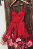 Cute A line Spaghetti Straps Sweetheart Red Tulle Homecoming Graduation Dresses H1008 Rjerdress
