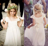 Cute Cap Sleeve Lace and Chiffon Ivory Flower Girl Dresses Wedding Apparel