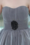 Cute Gray Ruffles High Low Strapless Tulle Homecoming Dresses with Lace up H1261 Rjerdress