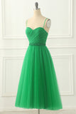 Cute Green Spaghetti Straps Tulle Prom Dress With Sash Rjerdress