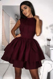 Cute High Neck Short Homecoming Dresses With Tiered Skirt Rjerdress