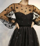 Cute Long Sleeve Tulle Above Knee Homecoming Dresses with Stars Short Dresses RJS780 Rjerdress