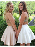 Cute Pink Mini Homecoming Dresses with Pocket Beaded Above Knee Short Prom Dresses H1054 Rjerdress