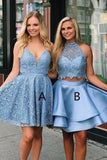 Cute V Neck Blue Short Prom Dresses Above Knee Homecoming Dress Cocktail Dresses H1062 Rjerdress