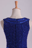 Dark Royal Blue Party Dresses Scoop A Line Chiffon With Beading Floor Length Rjerdress