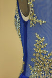 Dark Royal Blue Party Dresses Scoop Mermaid With Applique Spandex Sweep Train Size 18W Rjerdress