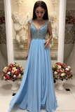 Elegant A-Line Beaded Prom Dresses With Cap Sleeves Rjerdress