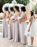 Elegant A-Line Chiffon One Shoulder Sleeveless Bridesmaid Dresses Rjerdress
