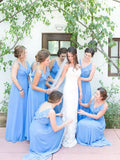 Elegant A-Line Long Blue Charming Bridesmaid Dresses Bridesmaid Gowns Rjerdress