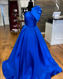 Elegant A Line One Shoulder Satin Prom Dress With Slit Rjerdress