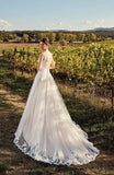 Elegant A Line Sleeveless V Neck Tulle Wedding Dresses Lace Appliques Rjerdress