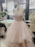 Elegant A Line V Neck Spaghetti Straps Ball Gown Multi LayerTulle Prom Dresses RJS800 Rjerdress