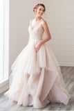 Elegant A Line V Neck Spaghetti Straps Ball Gown Multi LayerTulle Prom Dresses RJS800 Rjerdress