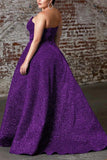Elegant Ball Gown Plus Size Sequins Strapless Slit Prom Dress Rjerdress