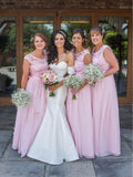 Elegant Cheap A-Line Lace Chiffon Long Bridesmaid Dress Rjerdress