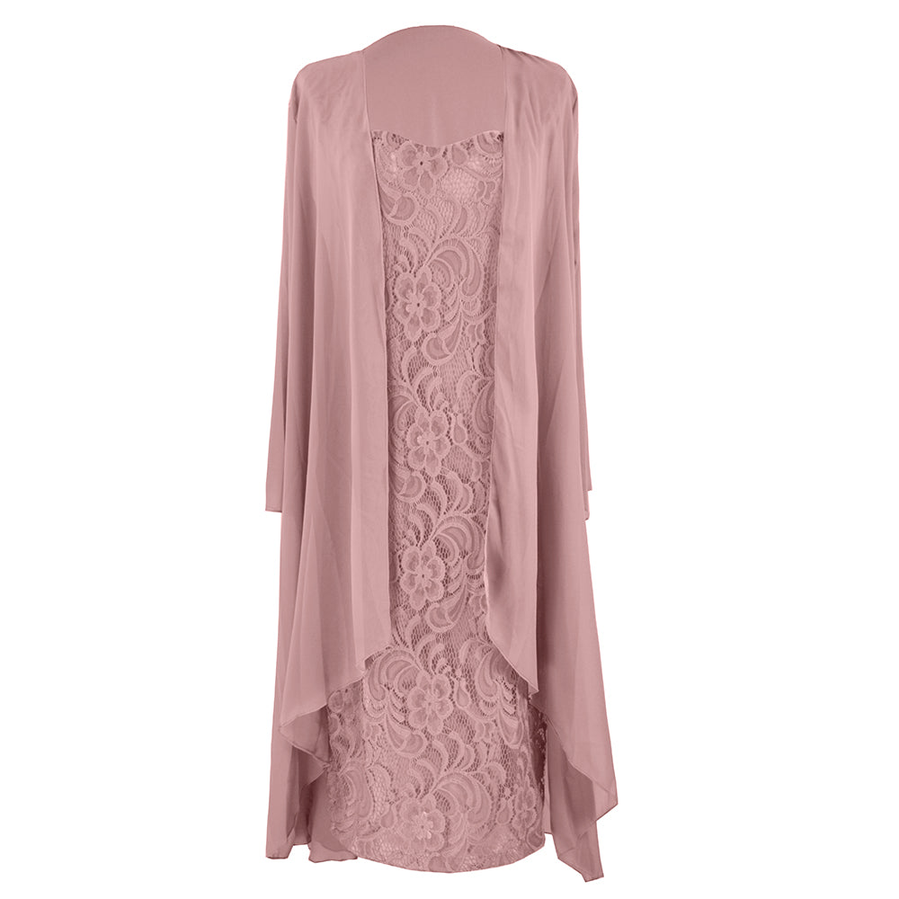 Elegant Chiffon Lace Two Pieces Plus Size Sheath Mother Of The Bride Dresses with Jacket Rjerdress