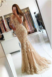 Elegant Half Sleeve Lace Mermaid Backless Prom Dresses With Appliques Long Cheap Evening Dresses