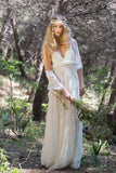 Elegant Ivory Bohemian Lace V Neck Backless Country Beach Wedding Dresses