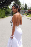 Elegant Lace Appliques V-Neck Backless White Sweetheart Spaghetti Straps Mermaid Wedding Dress Rjerdress