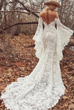 Elegant Lace Long Sleeve Mermaid Sweetheart Neck Covered Button Wedding Dresses RJS330 Rjerdress