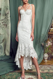 Elegant Lace Off White Sheath Bride Dresses, Lace Simple Wedding Dresses RJS15171