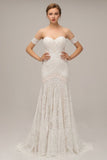 Elegant Mermaid Lace Sweetheart Beach Wedding Dresses Boho Bride Gowns With Zipper Up Rjerdress