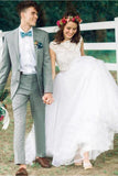 Elegant Off White Tulle Backless Wedding Dress With Crystal Sash Rjerdress