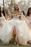 Elegant Off the Shoulder Wedding Dresses Sweetheart Beach Bride Dresses