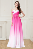 Elegant Ombre Light Plum Spaghetti Straps Sweetheart A-Line Chiffon Prom Dresses UK RJS361