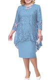 Elegant Plus Size Sheath Knee Length Mother Of The Bride Dress With Lace Jacket Rjerdress