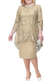 Elegant Plus Size Sheath Knee Length Mother Of The Bride Dress With Lace Jacket Rjerdress