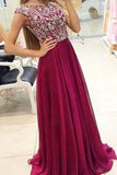 Elegant Prom Dresses Scoop A Line Floor Length beading chiffon prom gowns long evening dress RJS853 Rjerdress