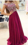 Elegant Prom Dresses Scoop A Line Floor Length beading chiffon prom gowns long evening dress RJS853 Rjerdress