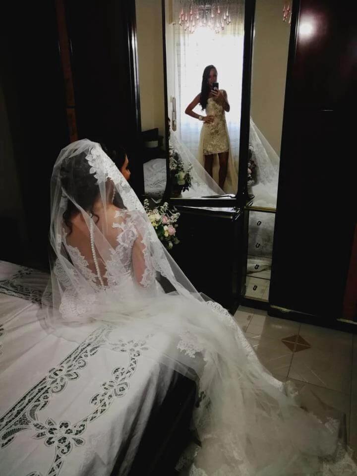 Elegant See Through Long Sleeve Lace Wedding Dresses Mermaid Wedding Dress with Slit W1069 Rjerdress