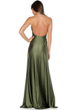 Elegant Simple Sexy Backless High Split Long V-Neck Open Back Green Prom Dresses Rjerdress